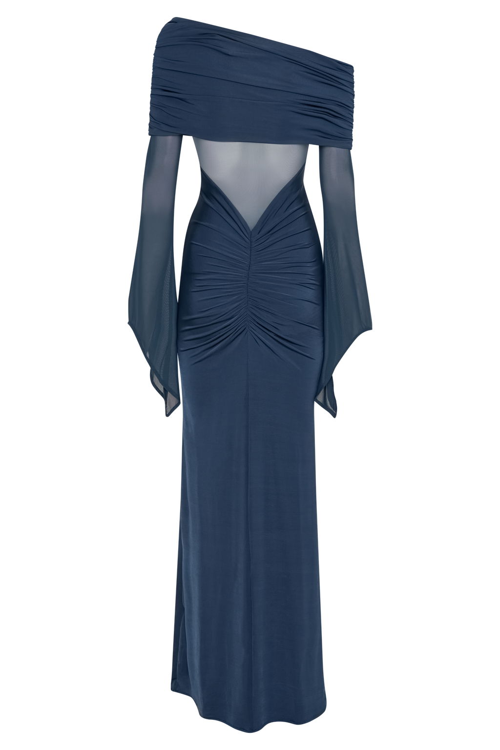 Φόρεμα Kaitlin Με Έναν Ώμο, Στενό Και Διχτυωτό Ύφασμα - Μπλε Μεσονύχτι