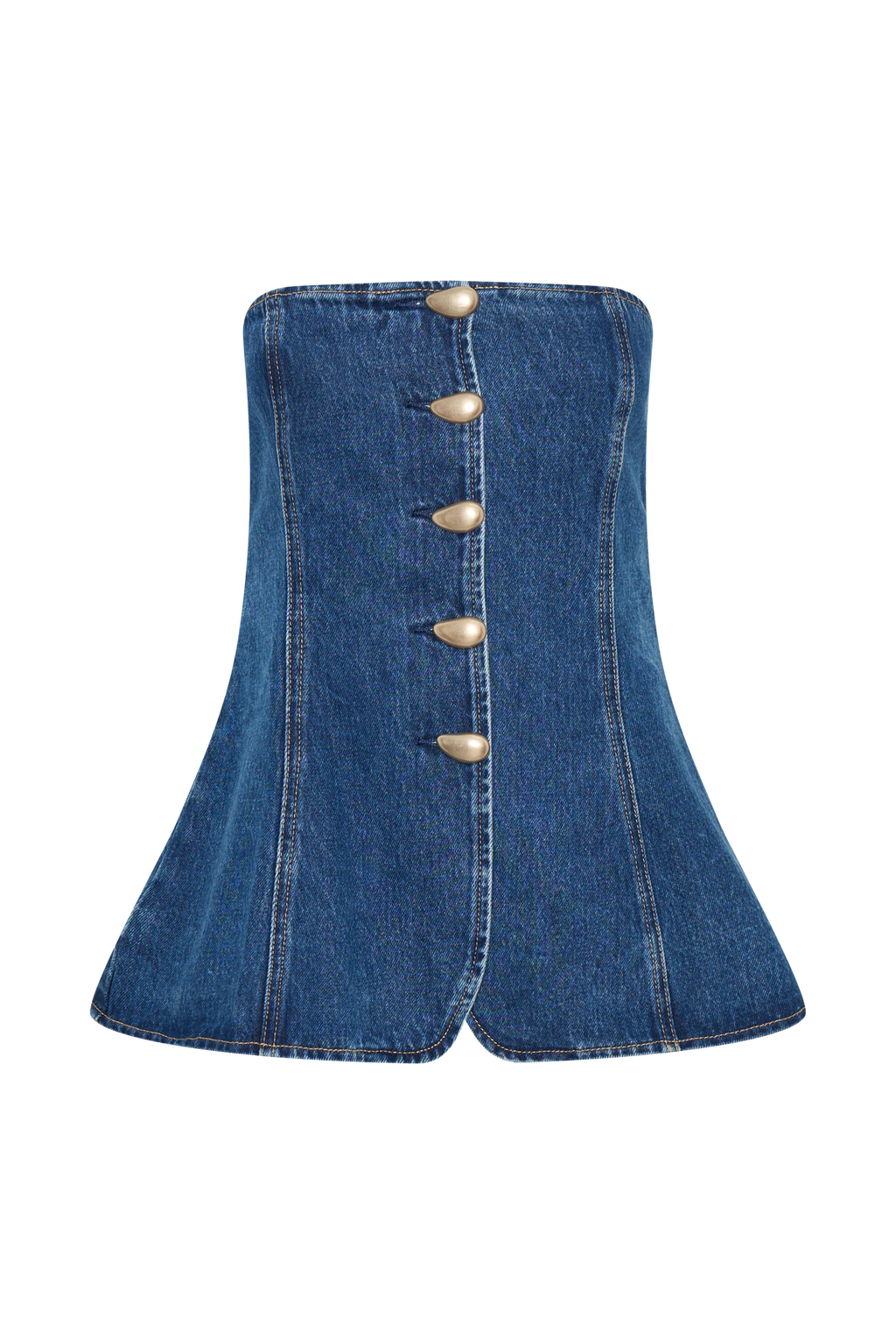 Lennox Στράπλες Μακρύ Ριγέ Μπλούζα Με Κουμπιά - Σκούρο Μπλε