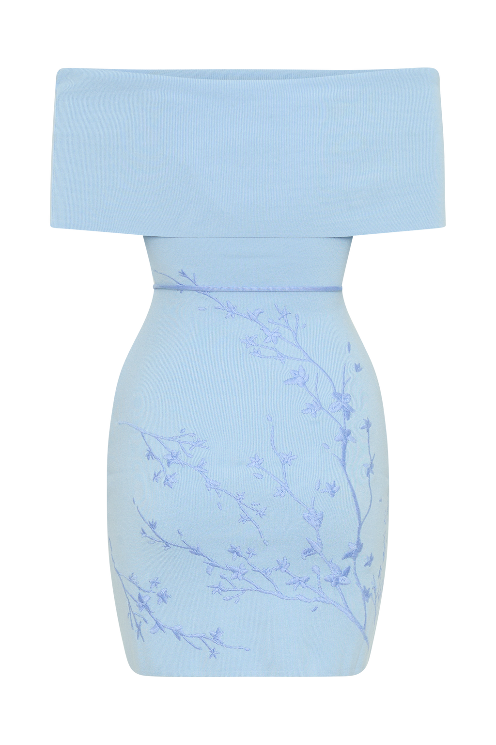 Μίνι Φόρεμα Mallory Με Κέντημα Και Έξωτους Ώμους - Γαλάζιο Του Πάγου