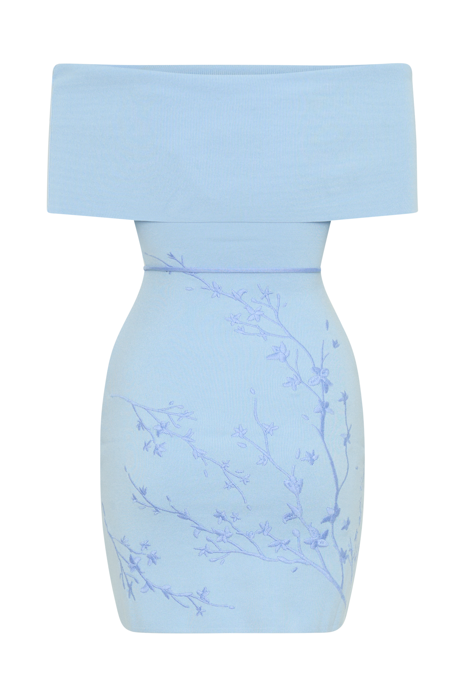 Μίνι Φόρεμα Mallory Με Κέντημα Και Έξωτους Ώμους - Γαλάζιο Του Πάγου