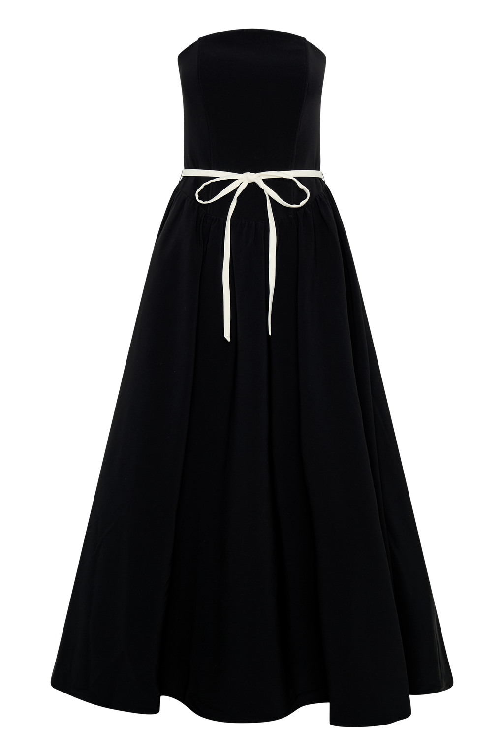 Φόρεμα Μίντι Με Τιράντες Και Τελείωμα Σε Αντίθεση - Μαύρο Και Άσπρο