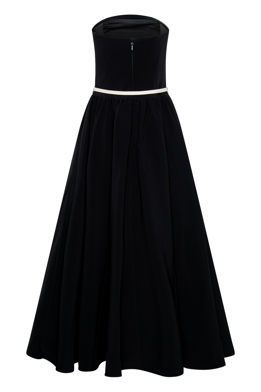 Φόρεμα Μίντι Με Τιράντες Και Τελείωμα Σε Αντίθεση - Μαύρο Και Άσπρο