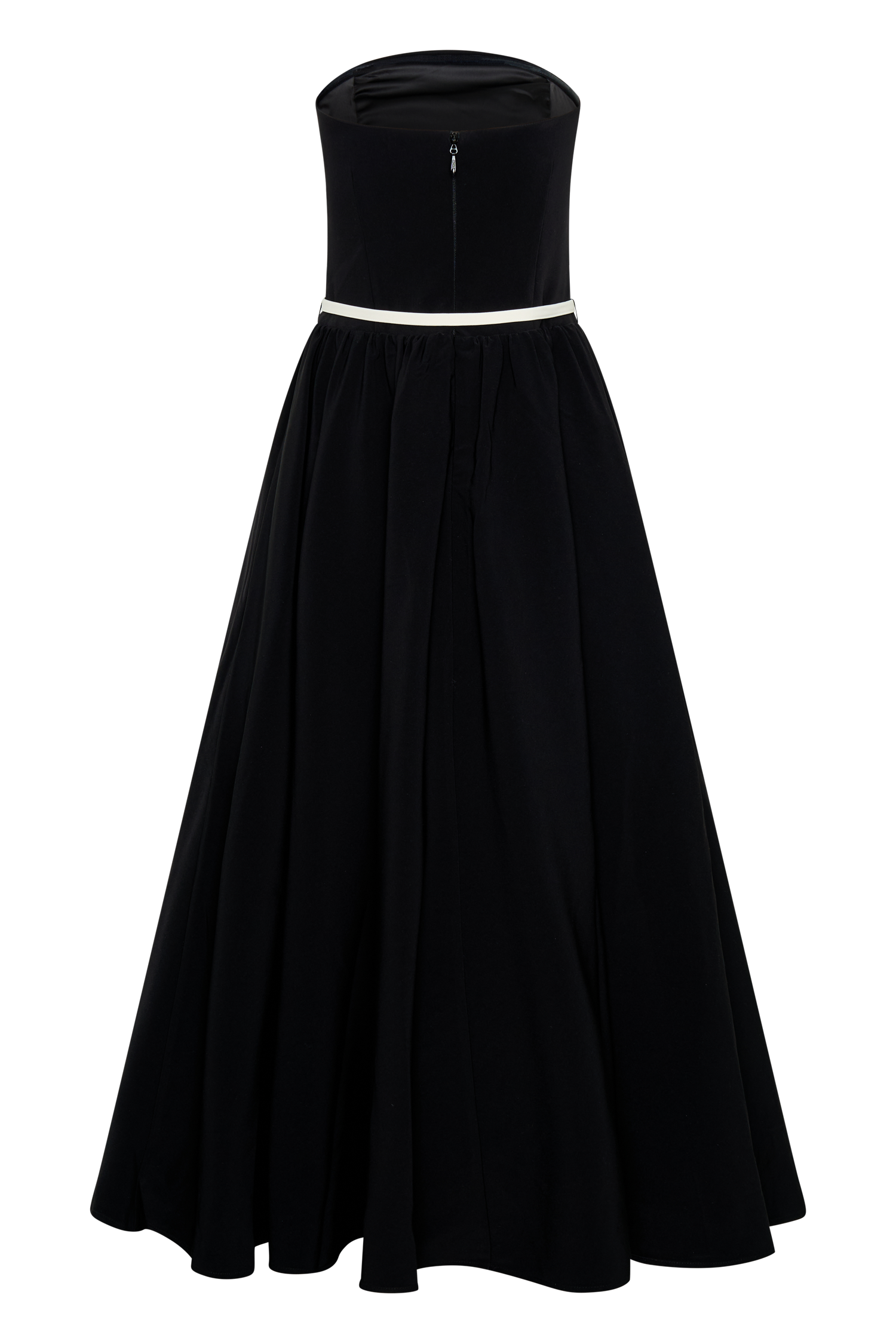 Φόρεμα Μίντι Με Τιράντες Και Τελείωμα Σε Αντίθεση - Μαύρο Και Άσπρο