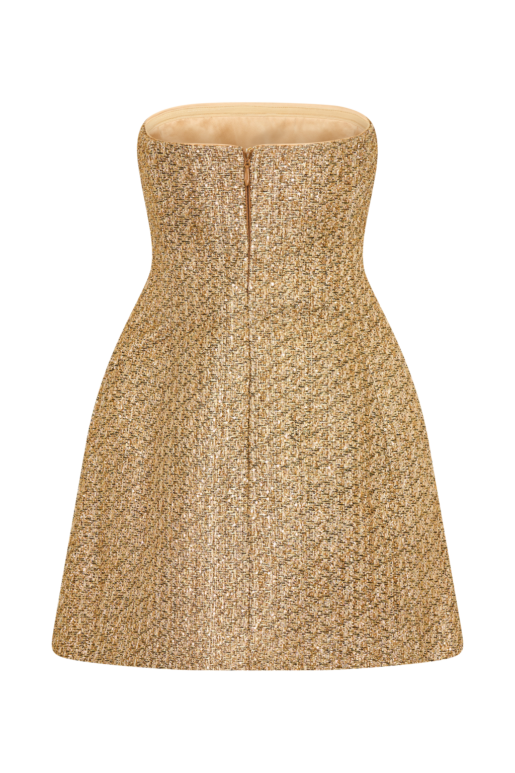 Μίνι Φόρεμα Gala Χωρίς Τιράντες Από Τουίντ - Χρυσό