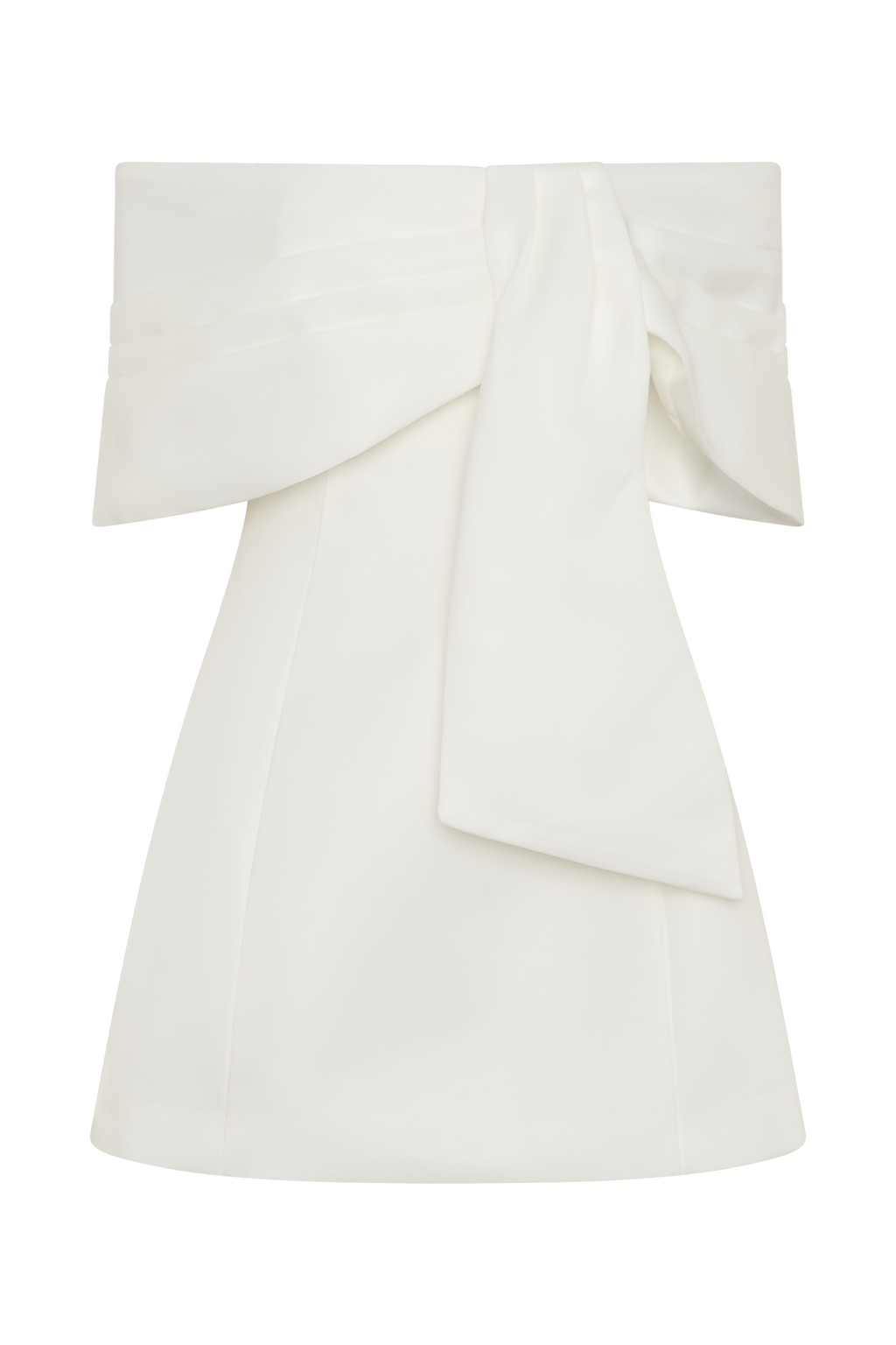 Μίνι Φόρεμα Gloria Με Ντραπέ Και Έξω Τους Ώμους - Λευκό