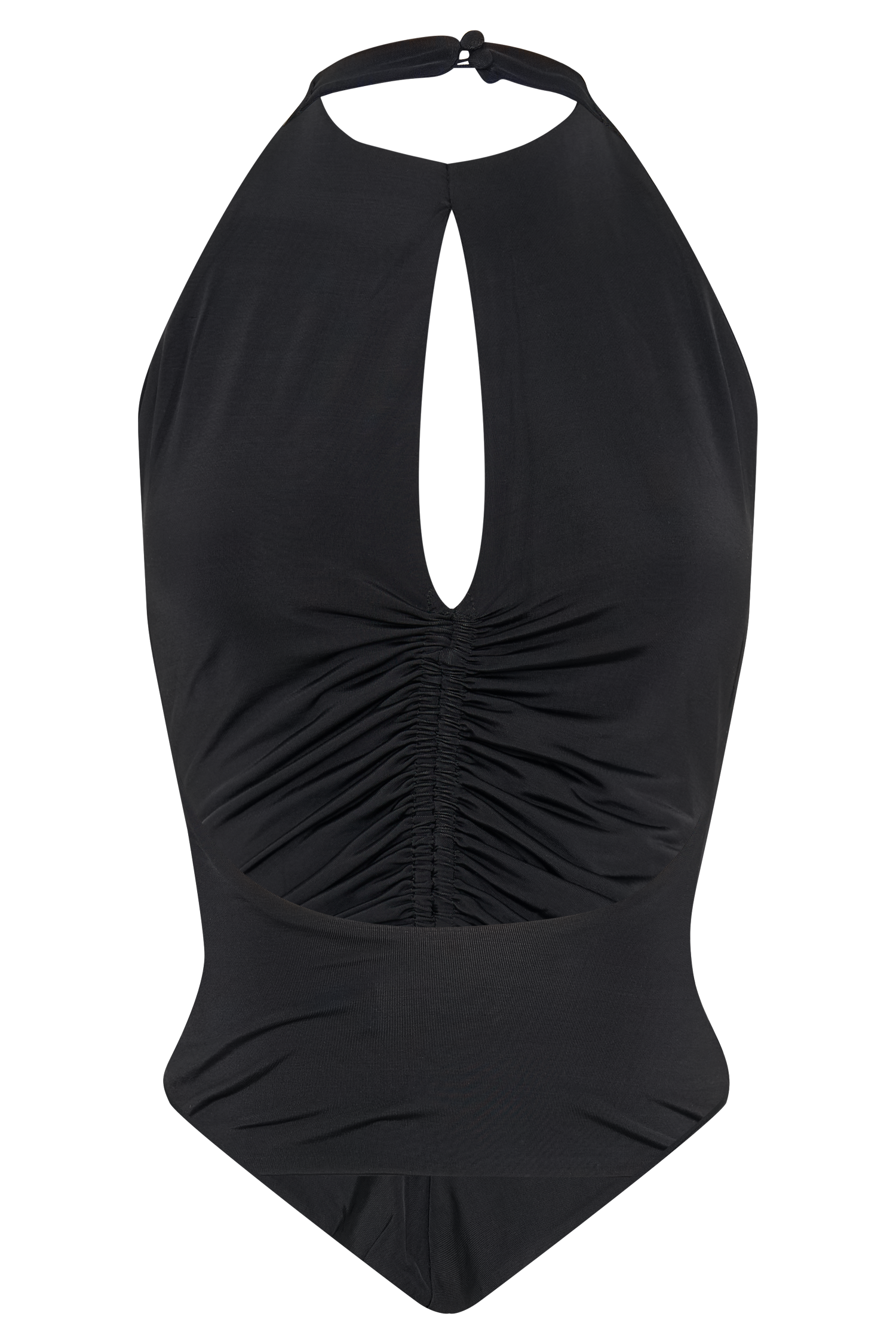 Linda Slinky Δαντελένιο Halter Μπλούζα - Μαύρο - Μαύρο