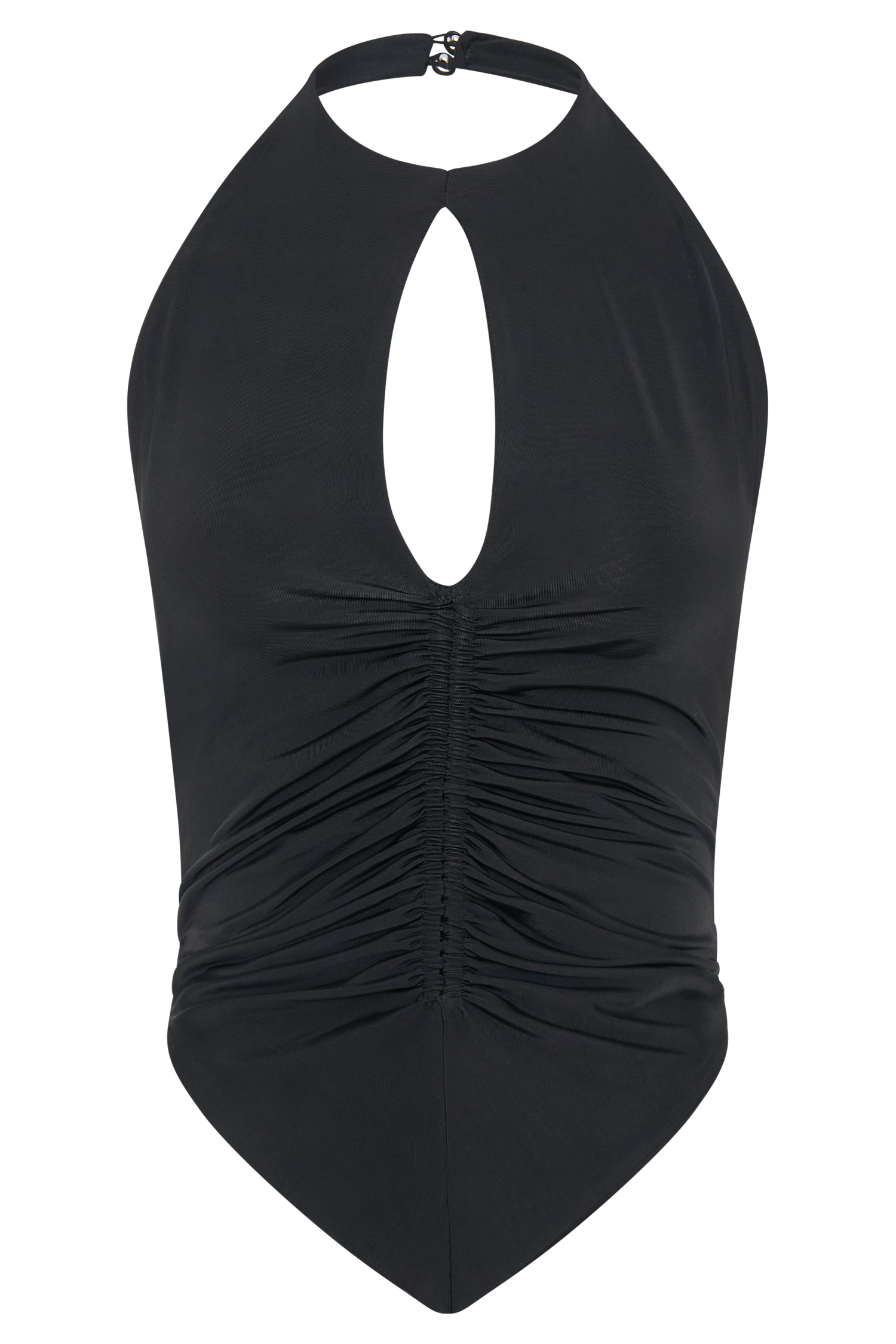 Linda Slinky Δαντελένιο Halter Μπλούζα - Μαύρο - Μαύρο