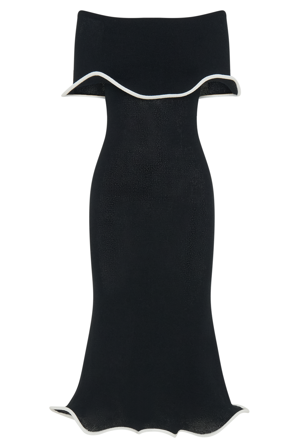 Φόρεμα Molly Με Έξωμους Και Πλεκτό Μίντι - Μαύρο/Λευκό