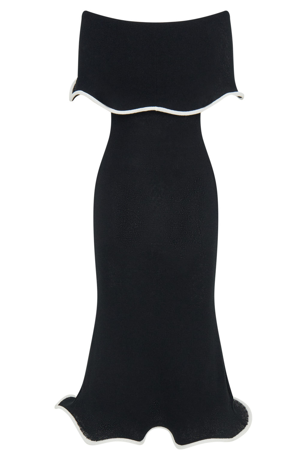 Φόρεμα Molly Με Έξωμους Και Πλεκτό Μίντι - Μαύρο/Λευκό