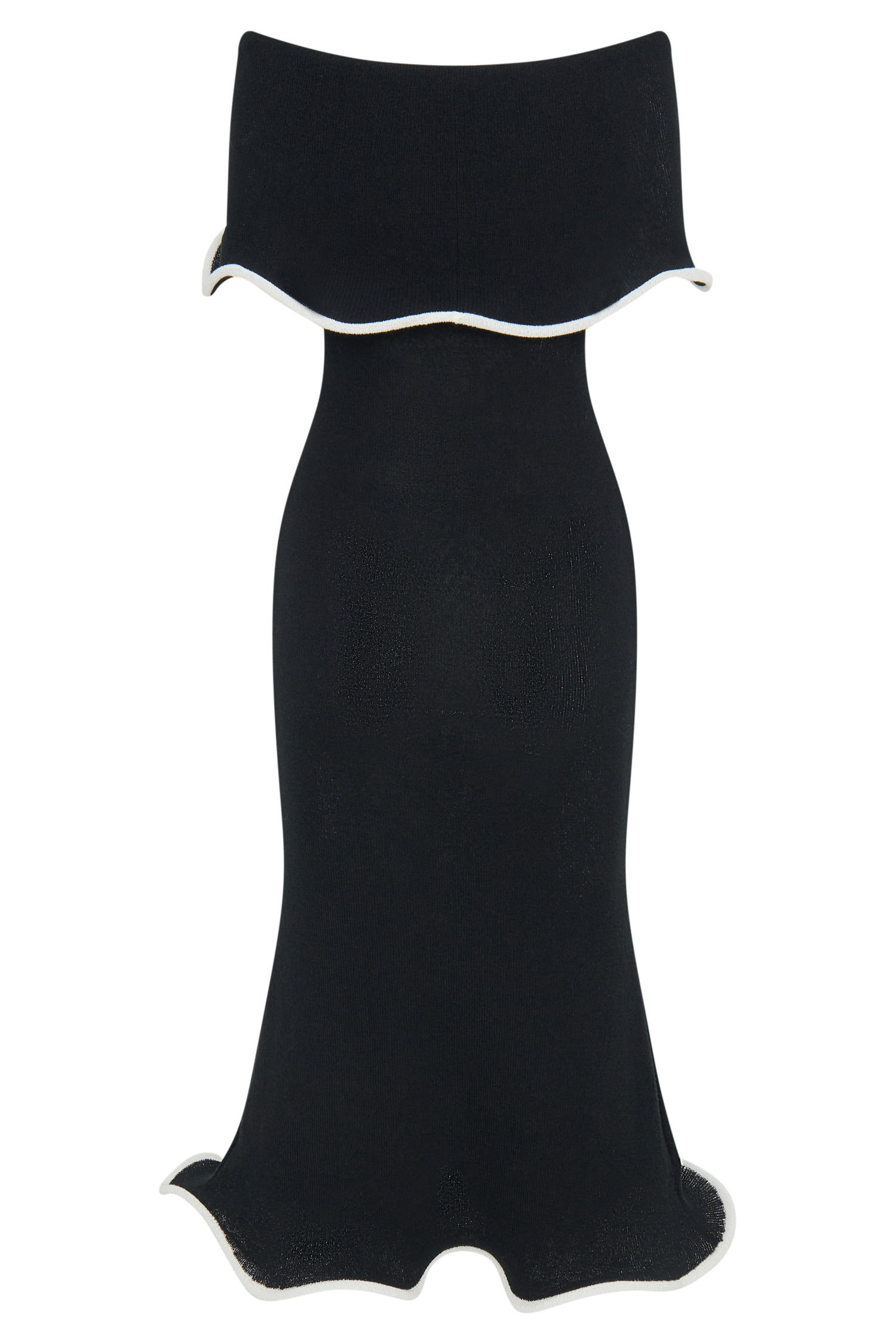 Φόρεμα Molly Με Έξωμους Και Πλεκτό Μίντι - Μαύρο/Λευκό