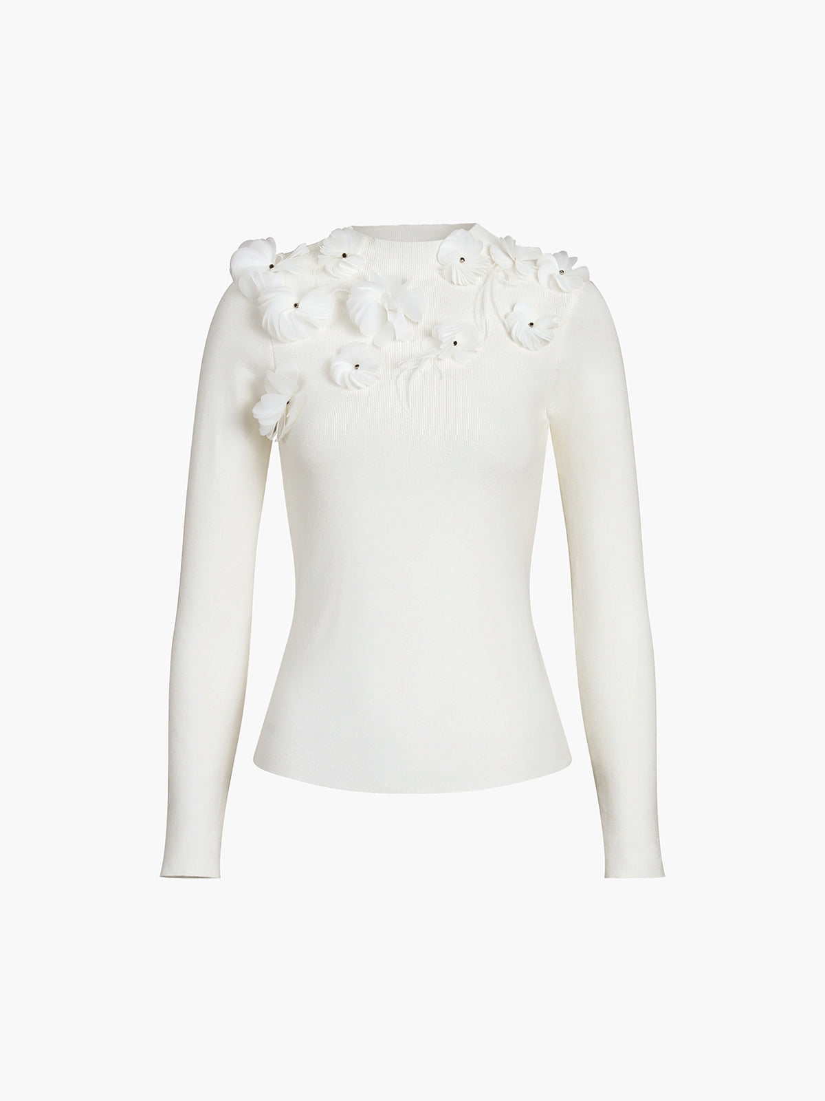 Πλεκτό Τοπ Με Μακριά Μανίκια Και Φλοράλ Σχέδιο