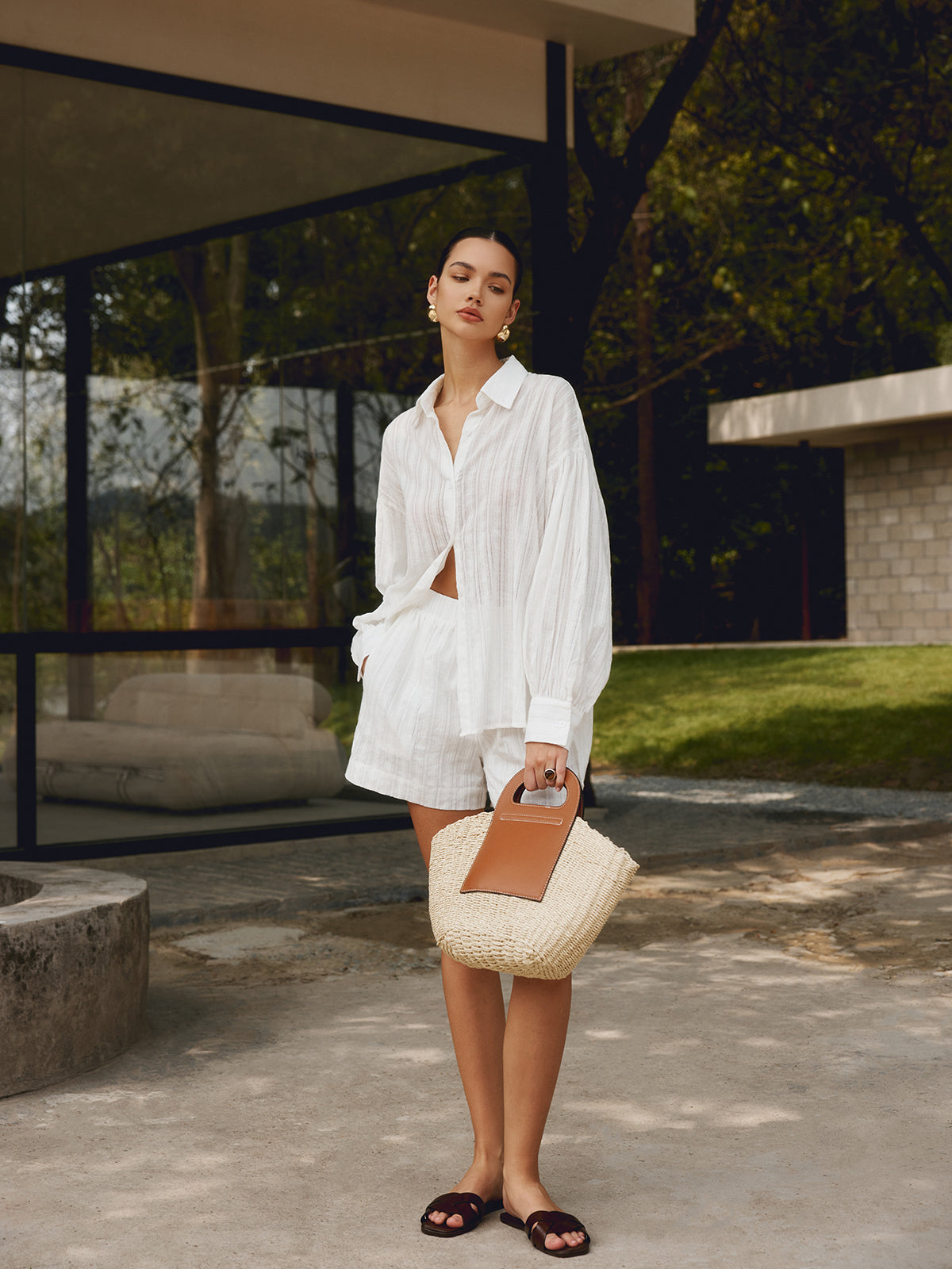 Ψάθινη Τσάντα Από Ύφανση Φοίνικα