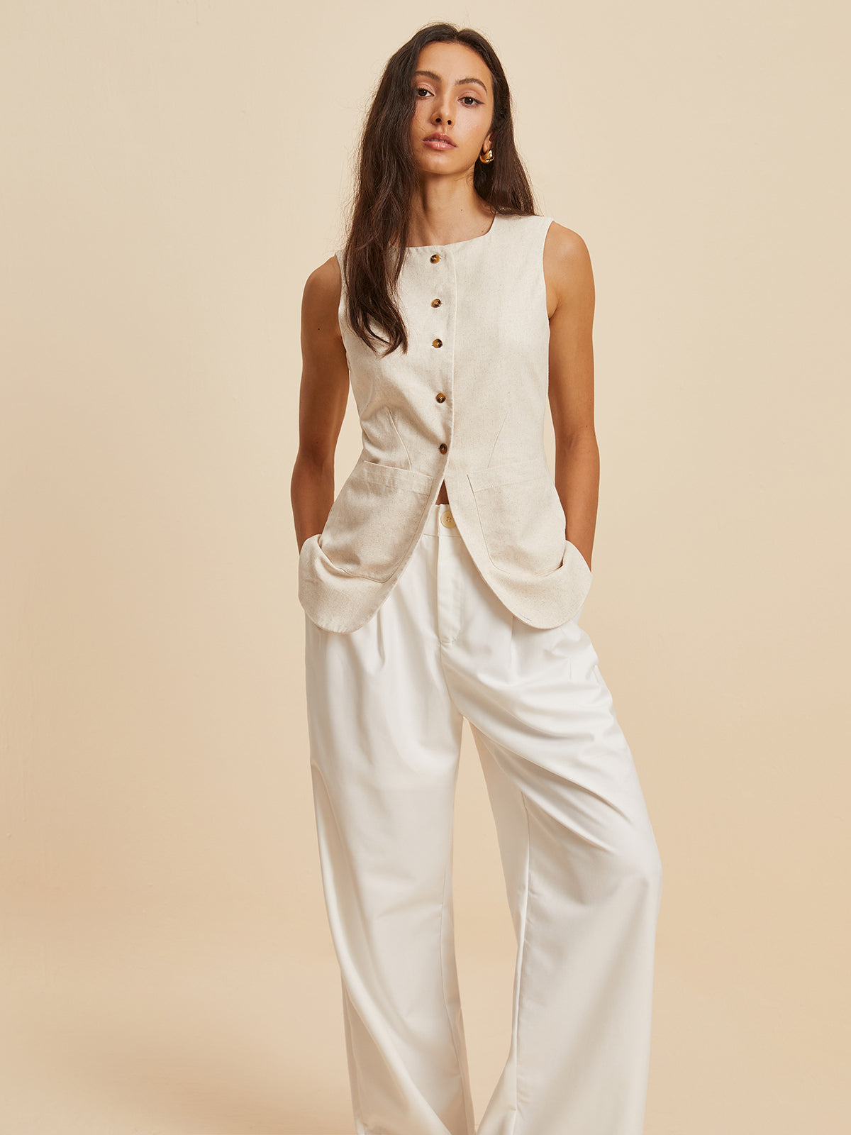 Γιλέκο Από Μείγμα Λινού