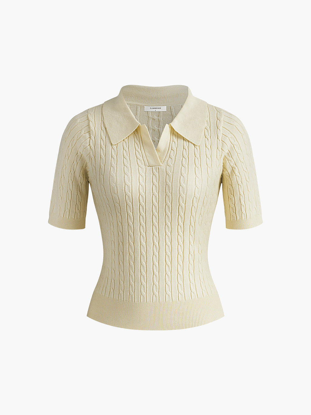 Πλεκτό Τοπ Με Κοντό Μανίκι Και V Λαιμόκοψη