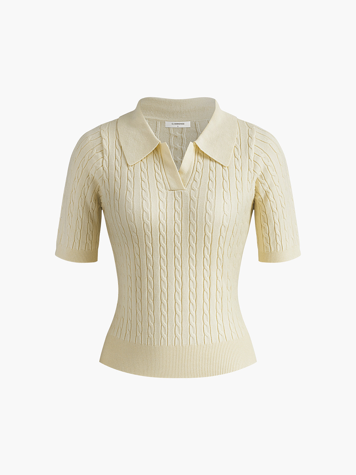 Πλεκτό Τοπ Με Κοντό Μανίκι Και V Λαιμόκοψη