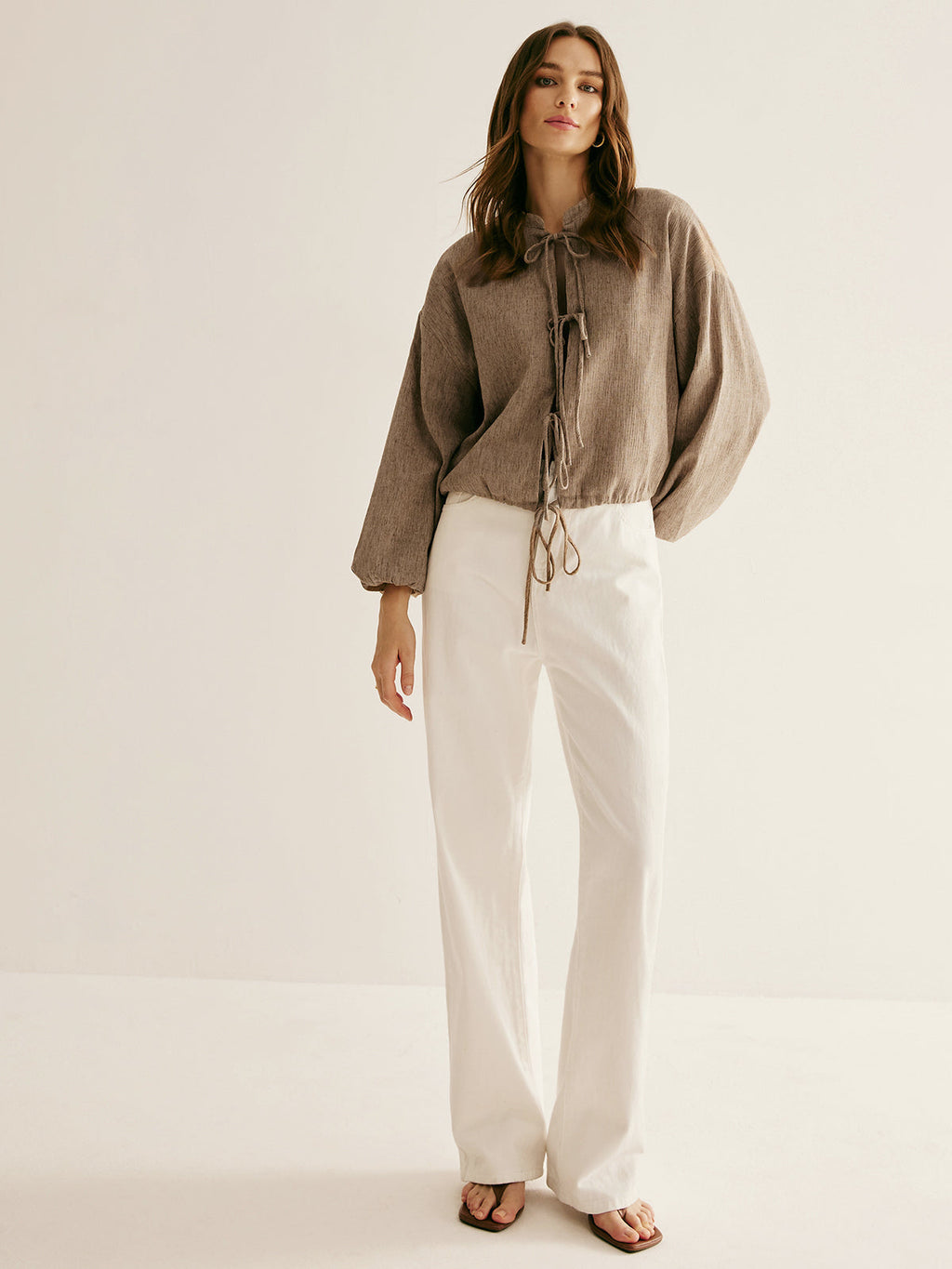 Ρετρό Μπλούζα Με Κορδόνια