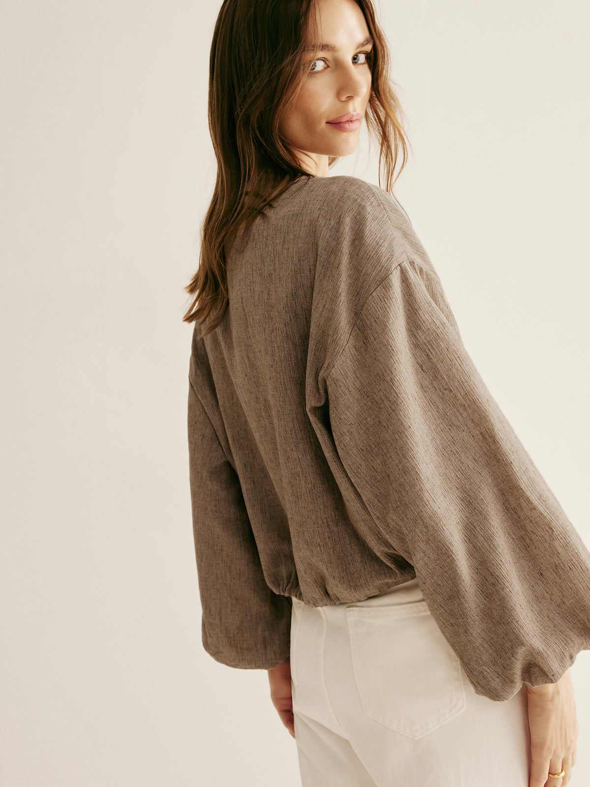 Ρετρό Μπλούζα Με Κορδόνια