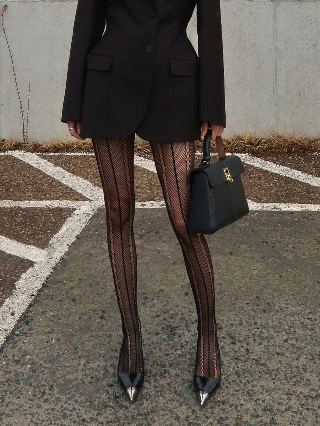 Κάλτσες Lisa Stripe Και Διπλό Honeycomb Fishnet