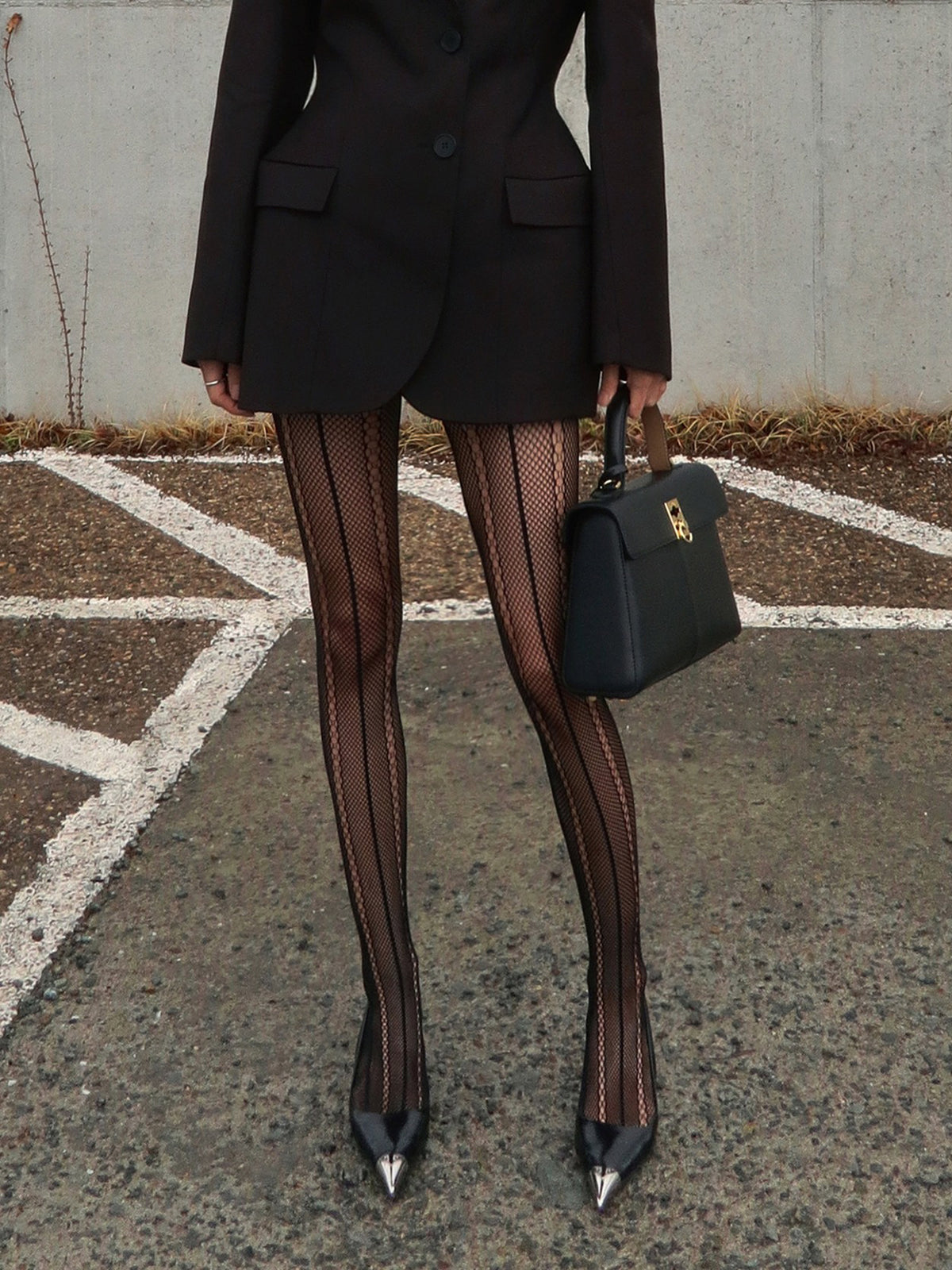 Κάλτσες Lisa Stripe Και Διπλό Honeycomb Fishnet