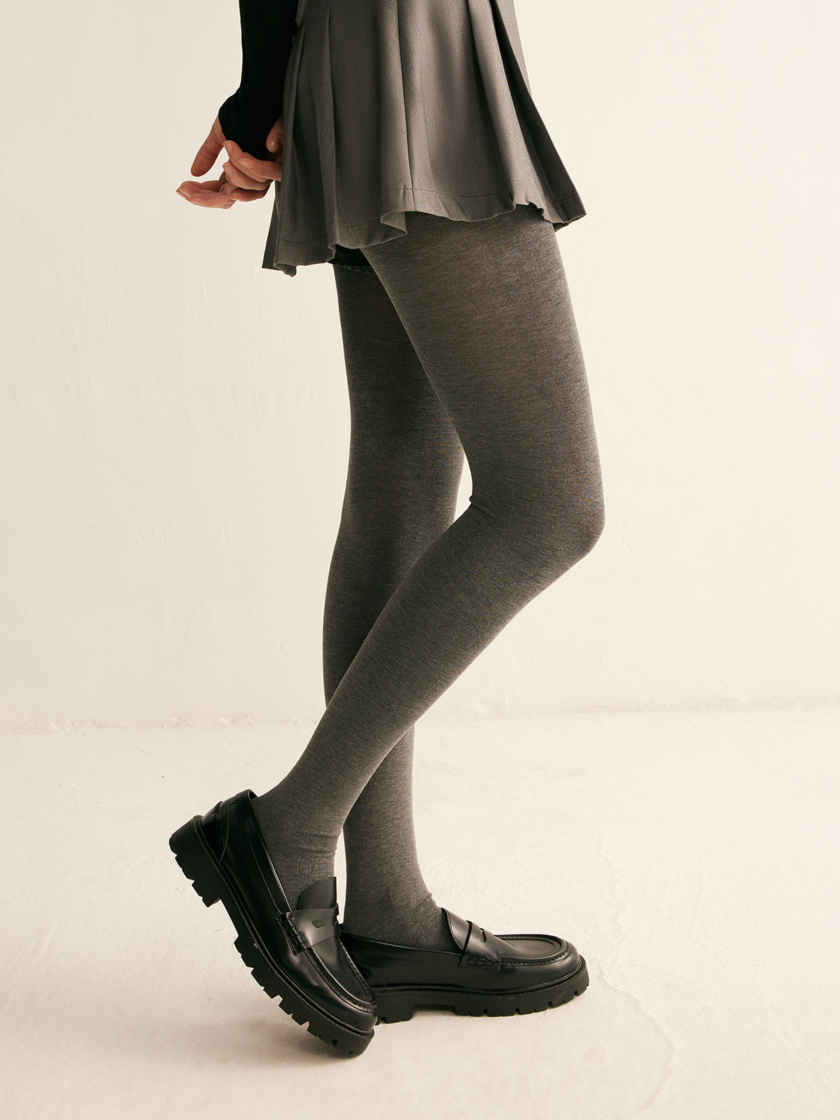 Κάλτσες Luisa Grey Με Χοντρές Γκρι Κάλτσες