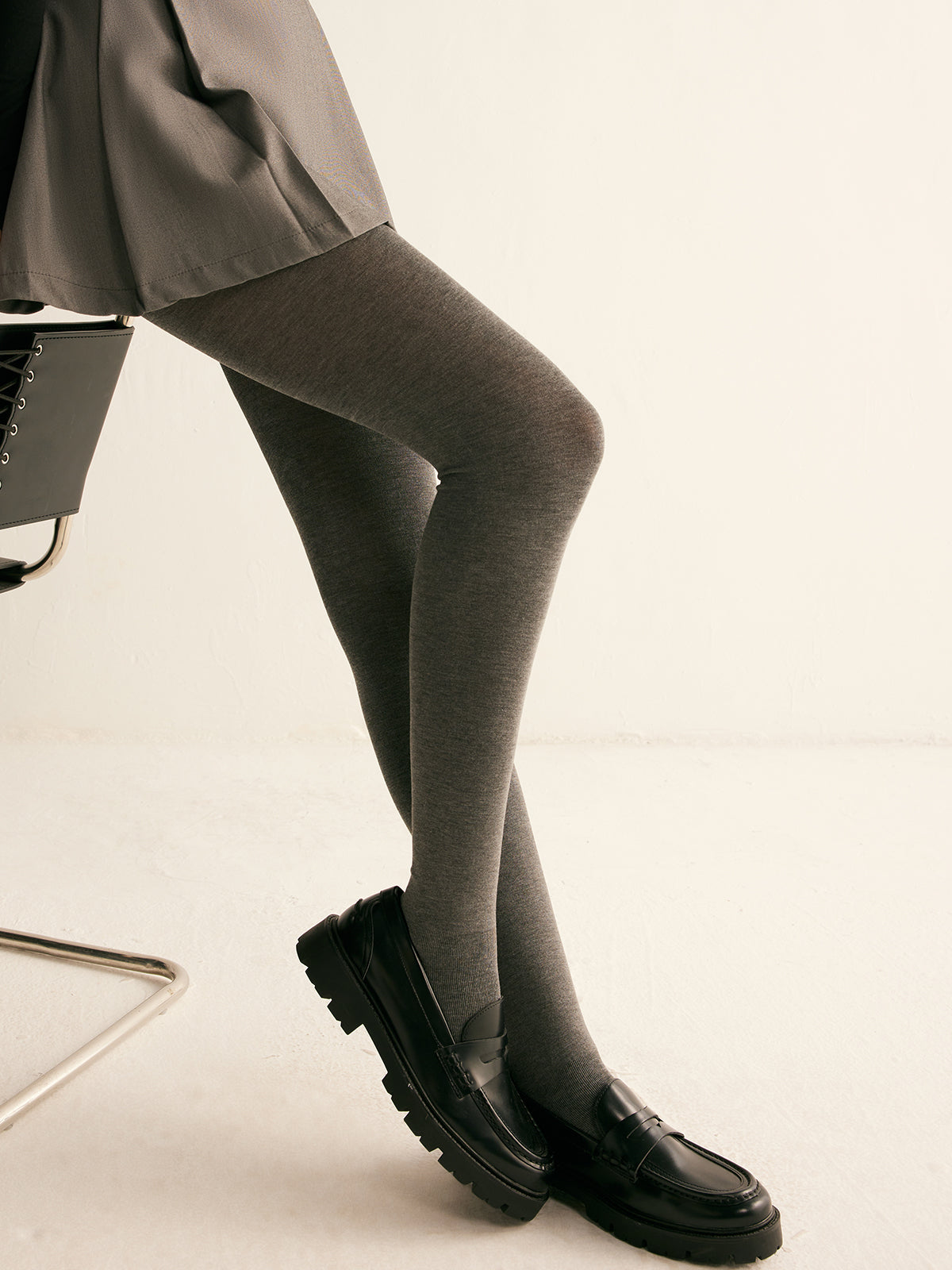 Κάλτσες Luisa Grey Με Χοντρές Γκρι Κάλτσες