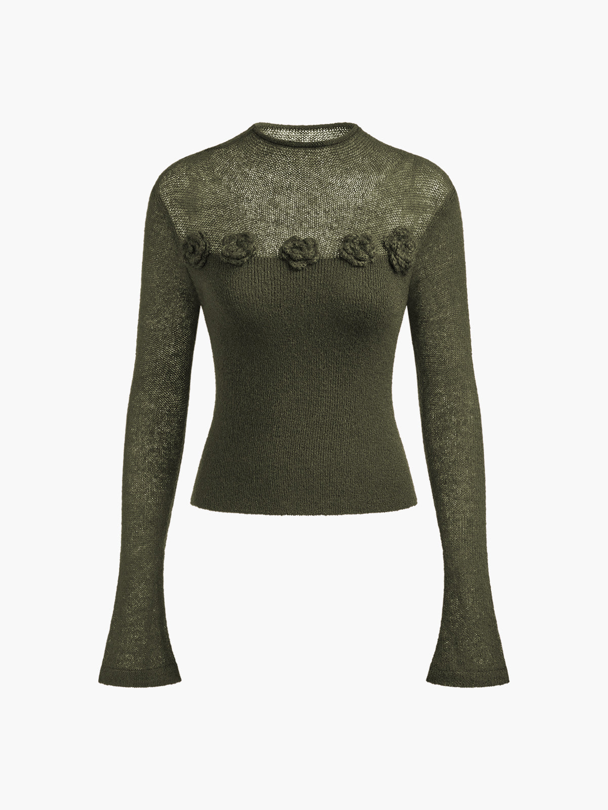 Απαλό Πλεκτό Τοπ Με Τρισδιάστατα Φλοράλ Πάνελ