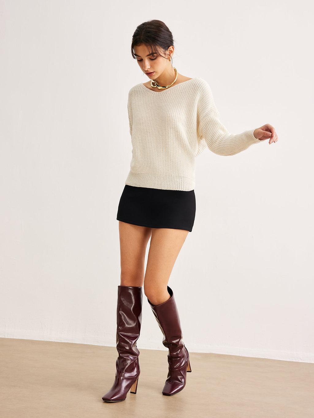 Απλό Πλεκτό Τοπ Με Σχέδιο Κόμπων