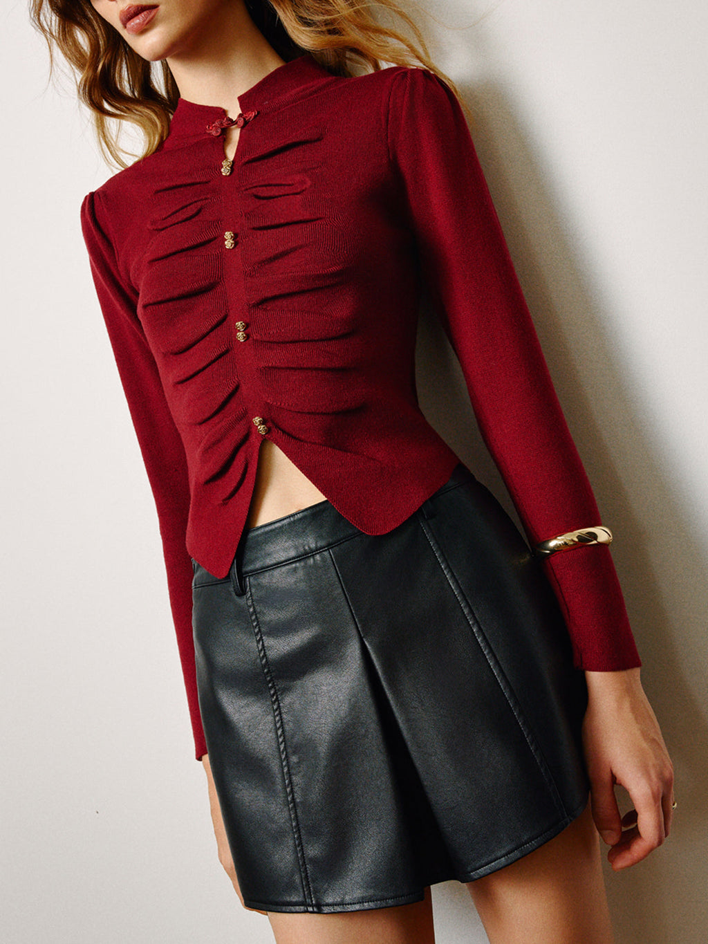 Πλισέ Μπλούζα Με Λεπτομέρειες Κουμπιών