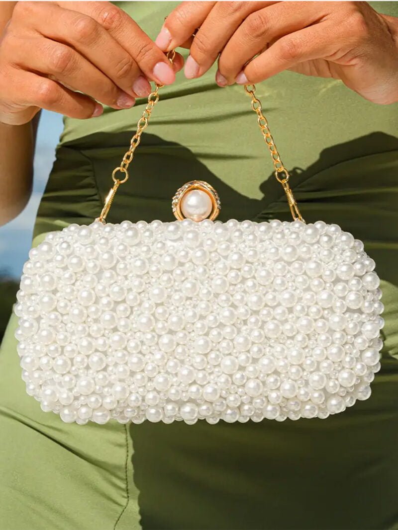 Νυφική Τσάντα Με Χάντρες Από Μαργαριτάρια