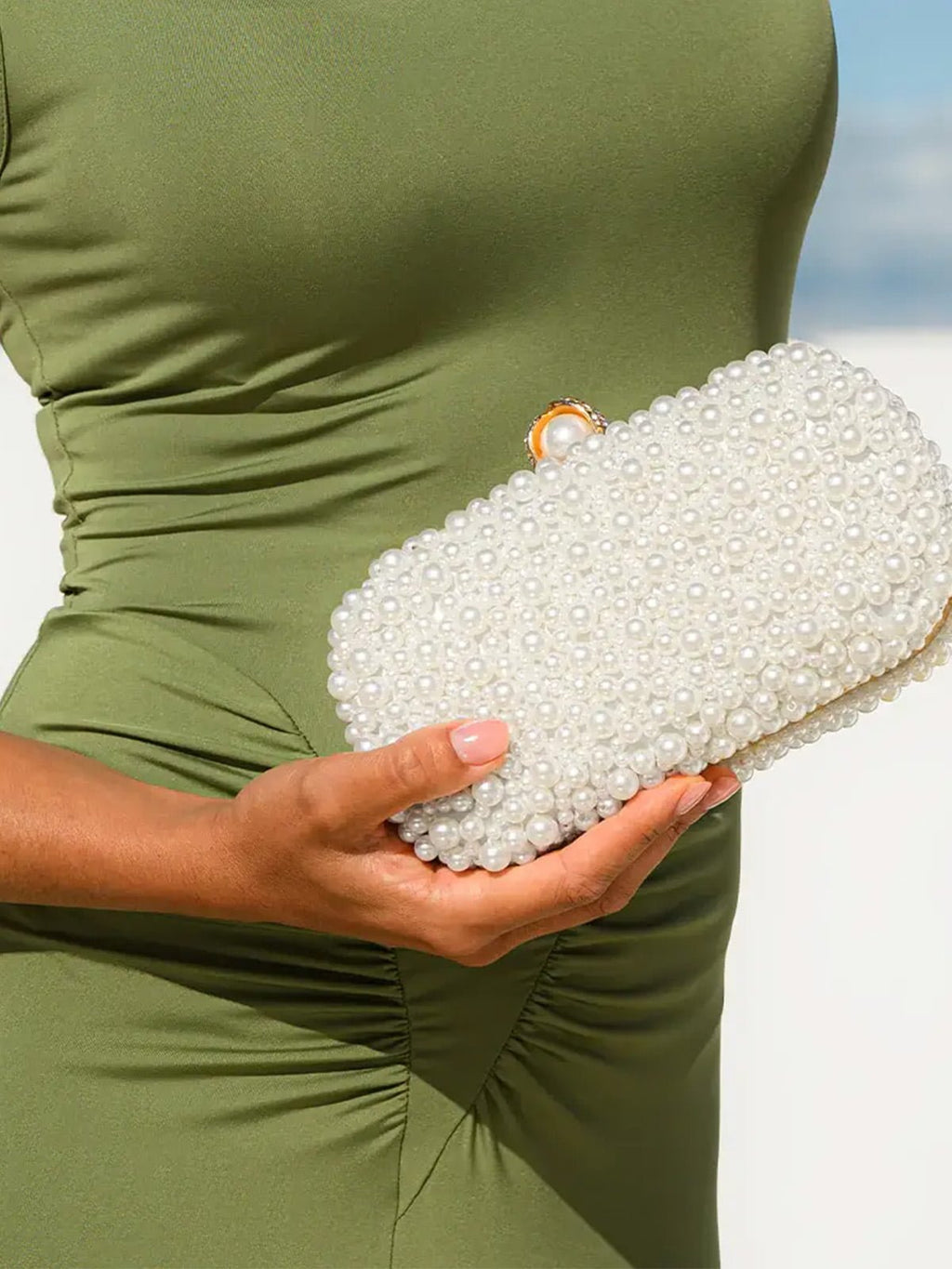 Νυφική Τσάντα Με Χάντρες Από Μαργαριτάρια