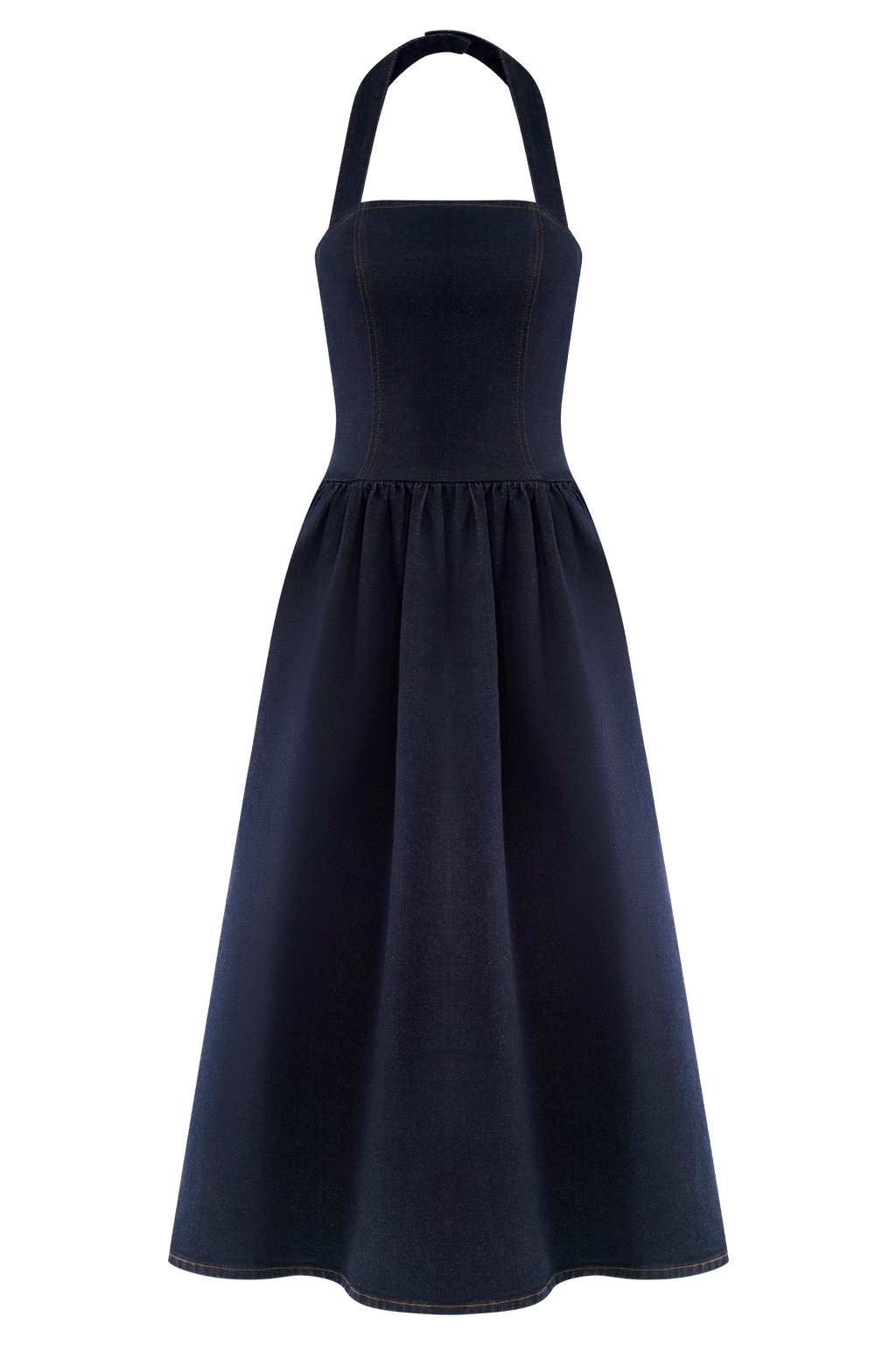 Φόρεμα Caroline Denim Halter Midi - Μπλε Indigo