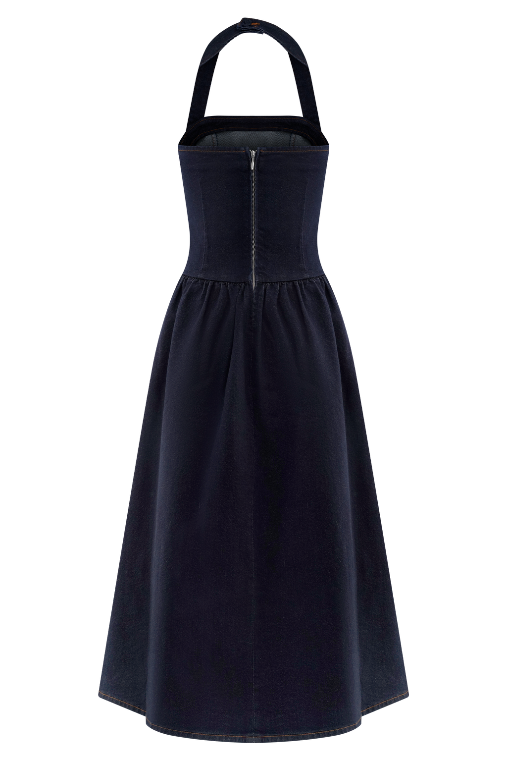 Φόρεμα Caroline Denim Halter Midi - Μπλε Indigo