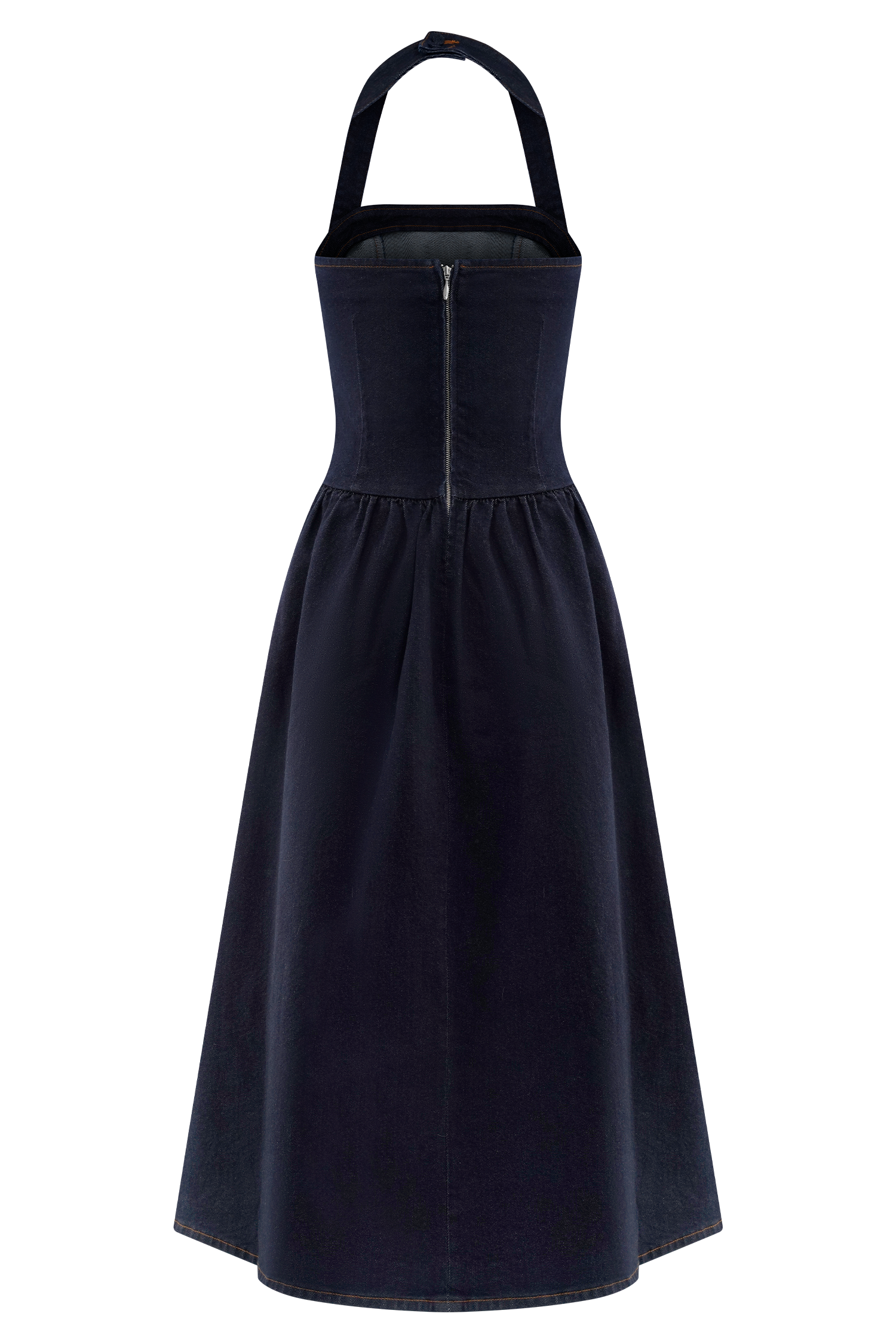 Φόρεμα Caroline Denim Halter Midi - Μπλε Indigo