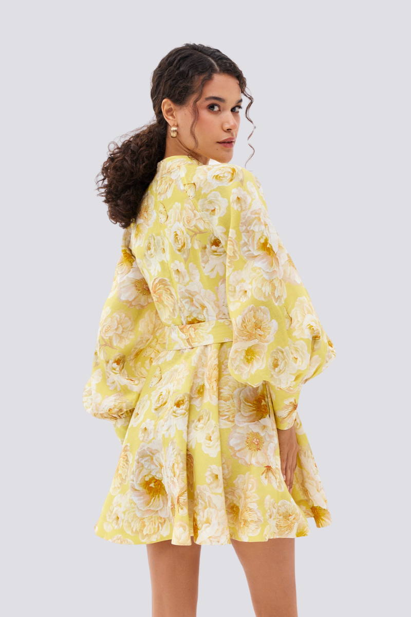 Μίνι Φόρεμα Cassiopeia Με Μανίκια Μπαλού Και Λουλούδια