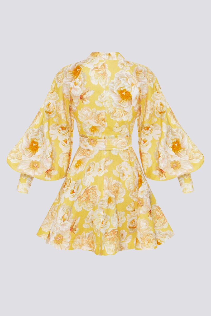 Μίνι Φόρεμα Cassiopeia Με Μανίκια Μπαλού Και Λουλούδια