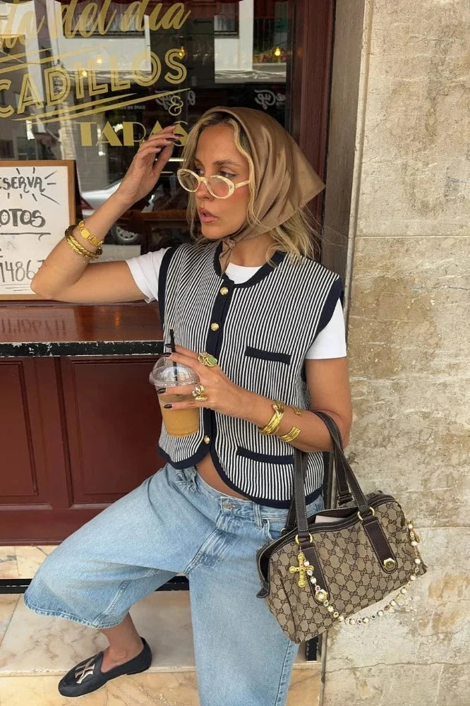 Ριγέ Γιλέκο Karolinna