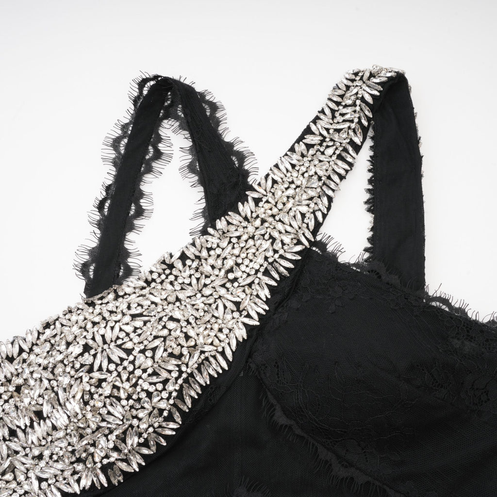 Μαύρο Μάξι Φόρεμα Irène Με Σταυρωτό Κρύσταλλο Και Διακόσμηση