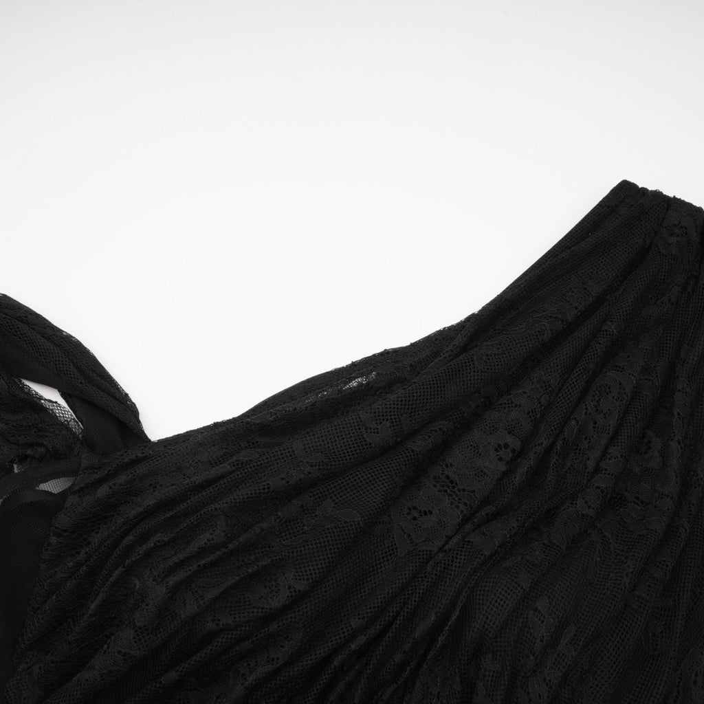 Μαύρο Φόρεμα Jeanne Με Έναν Ώμο Και Μάξι Λαιμόκοψη