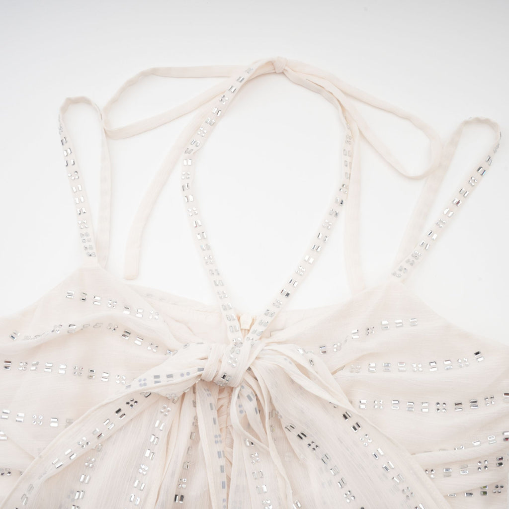 Λευκό Φόρεμα Adèle Με Πτυχώσεις Και Κρυστάλλους