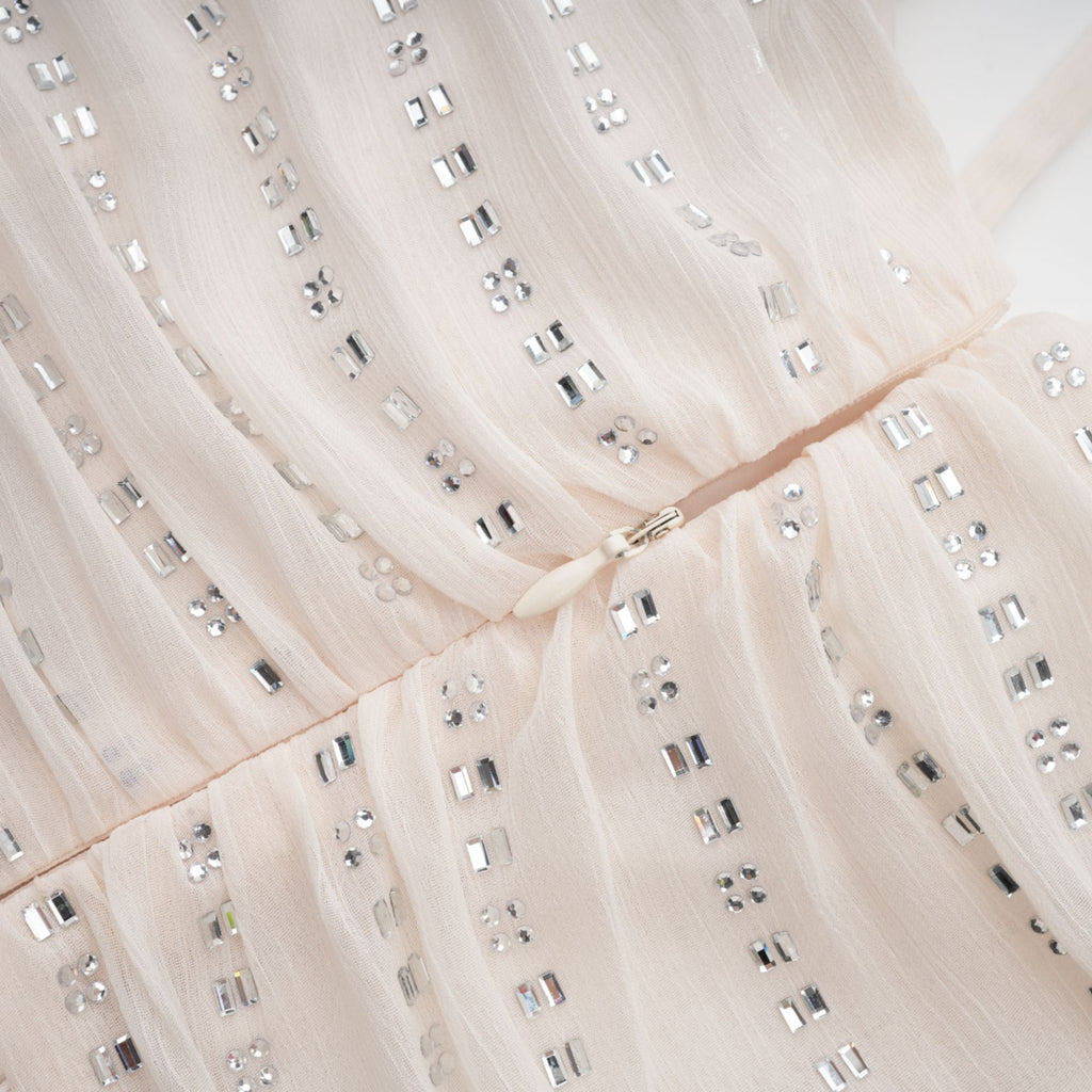 Λευκό Φόρεμα Adèle Με Πτυχώσεις Και Κρυστάλλους