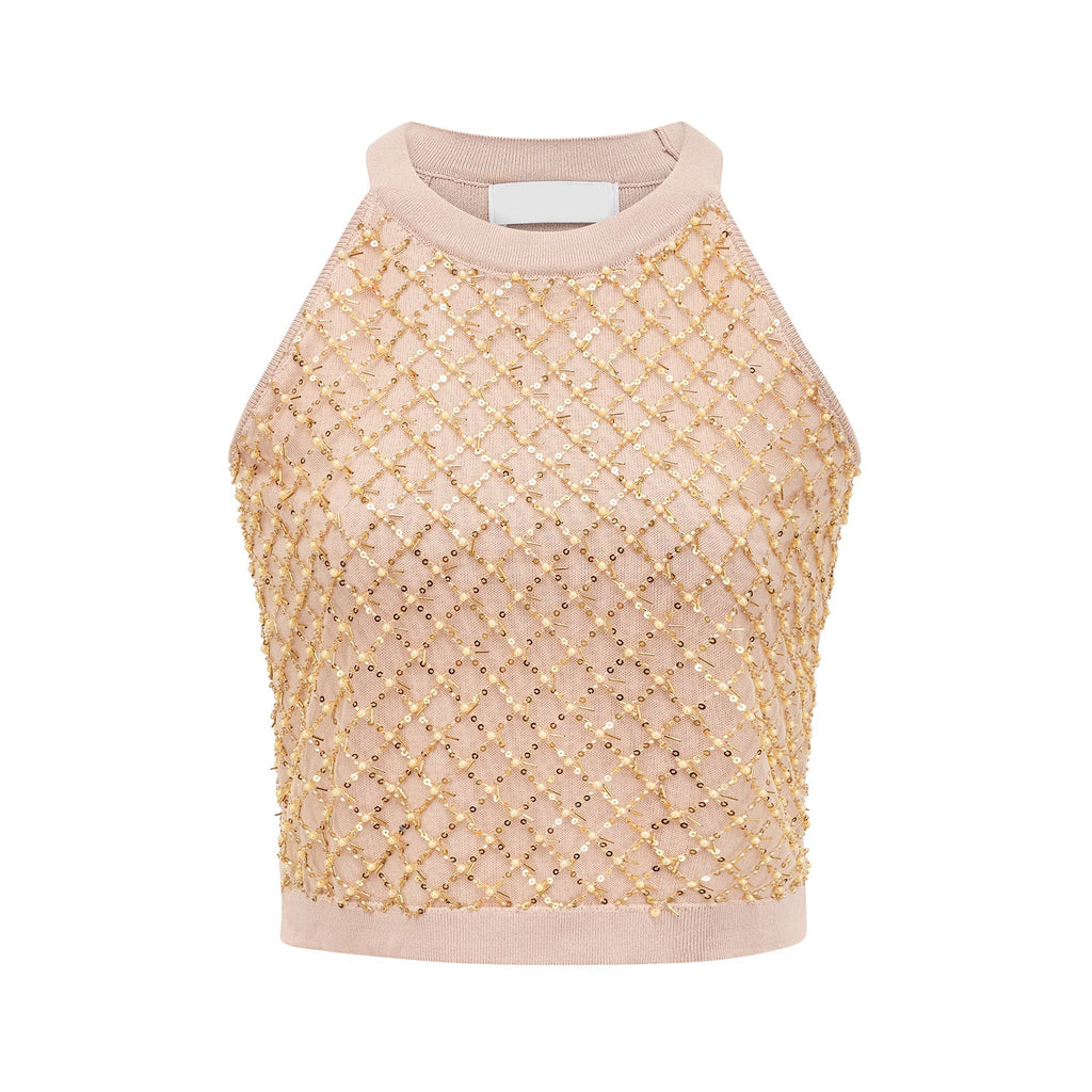 Πλεκτό Γιλέκο Juliette Με Κέντημα Από Ψεύτικες Μαργαριταρένιες Πλεκτές Πέρλες