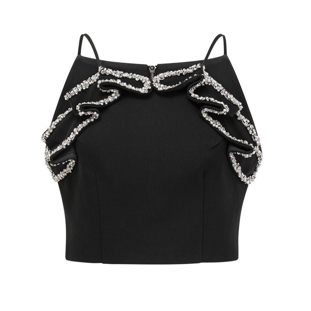 Σετ Ασορτί Μπλούζας Και Σορτς Με Κέντημα Flora Σε Μαύρο Χρώμα