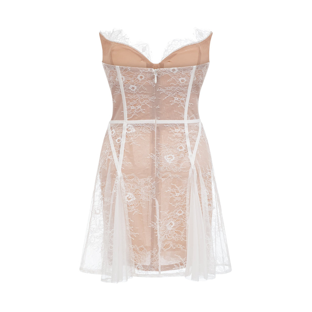 Μίνι Φόρεμα Renée Με Έξωμους Και Δαντέλα