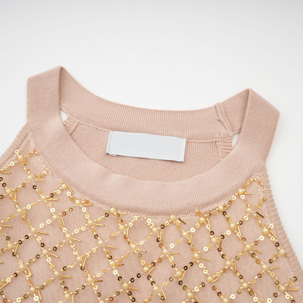 Πλεκτό Γιλέκο Juliette Με Κέντημα Από Ψεύτικες Μαργαριταρένιες Πλεκτές Πέρλες