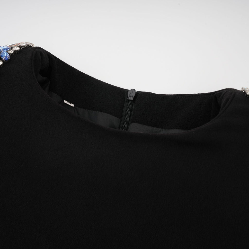 Φόρεμα Μίντι Maëlys Με Μαύρο Κρύσταλλο Και Στολισμό