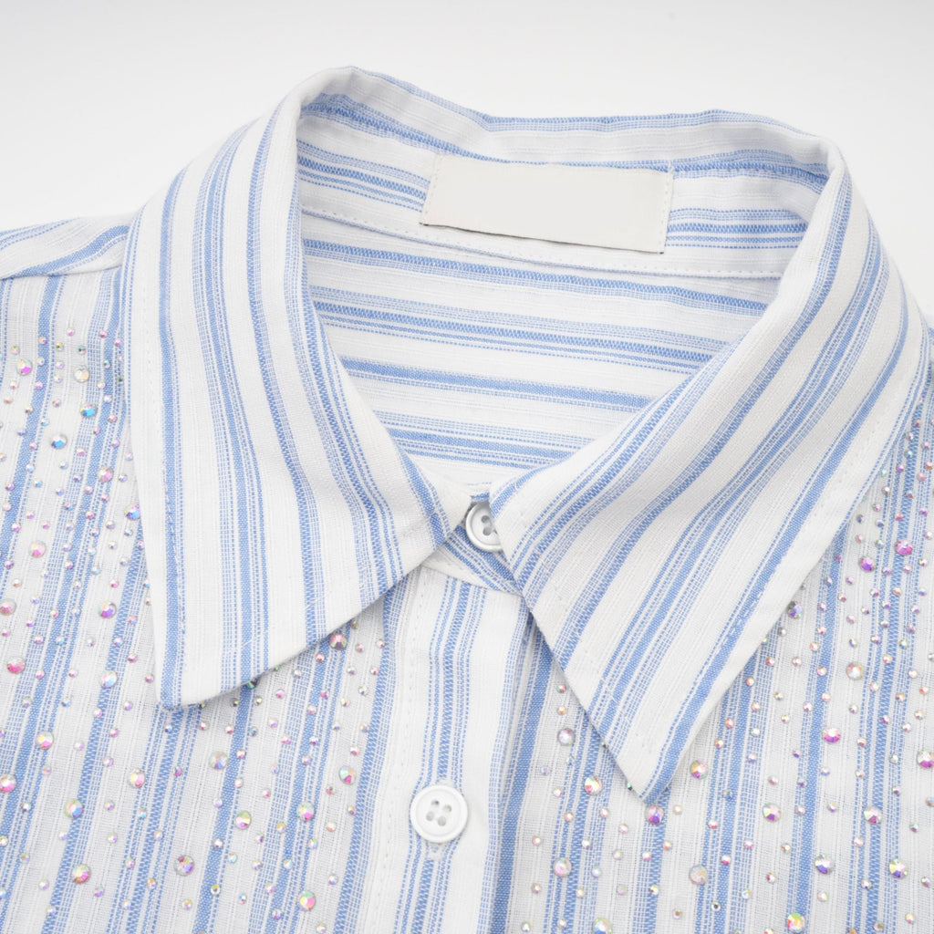 Πουκάμισο Vivien Με Κέντημα Και Σχέδιο Σε Λεπτές Ρίγες