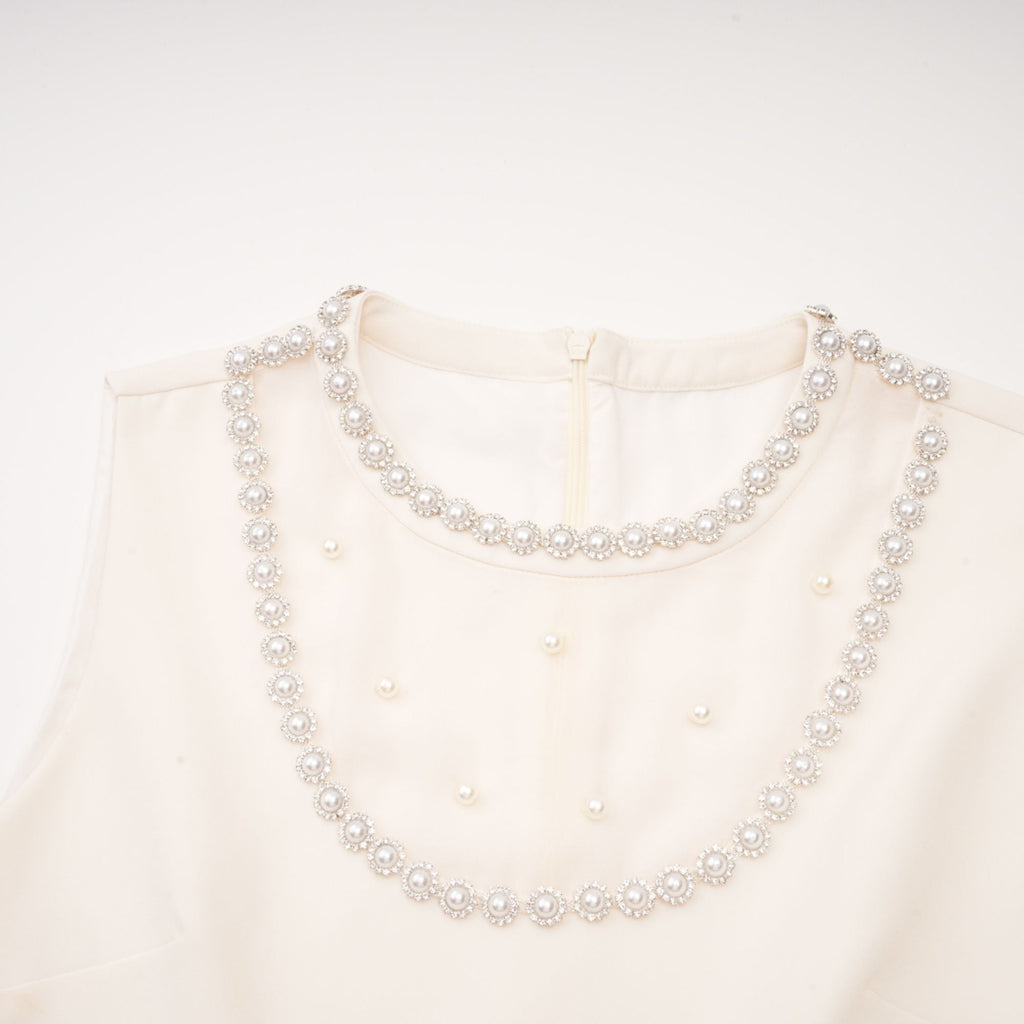 Μίνι Φόρεμα Yvonne Χωρίς Μανίκια Από Ψεύτικες Πέρλες Με Σχέδιο Πέρλας