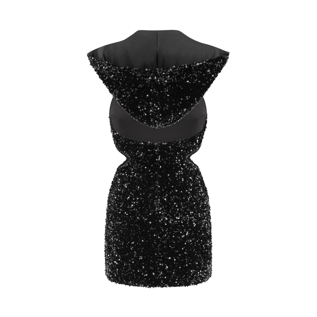 Μίνι Φόρεμα Με Πούλιες Και Κουκούλα Kalena