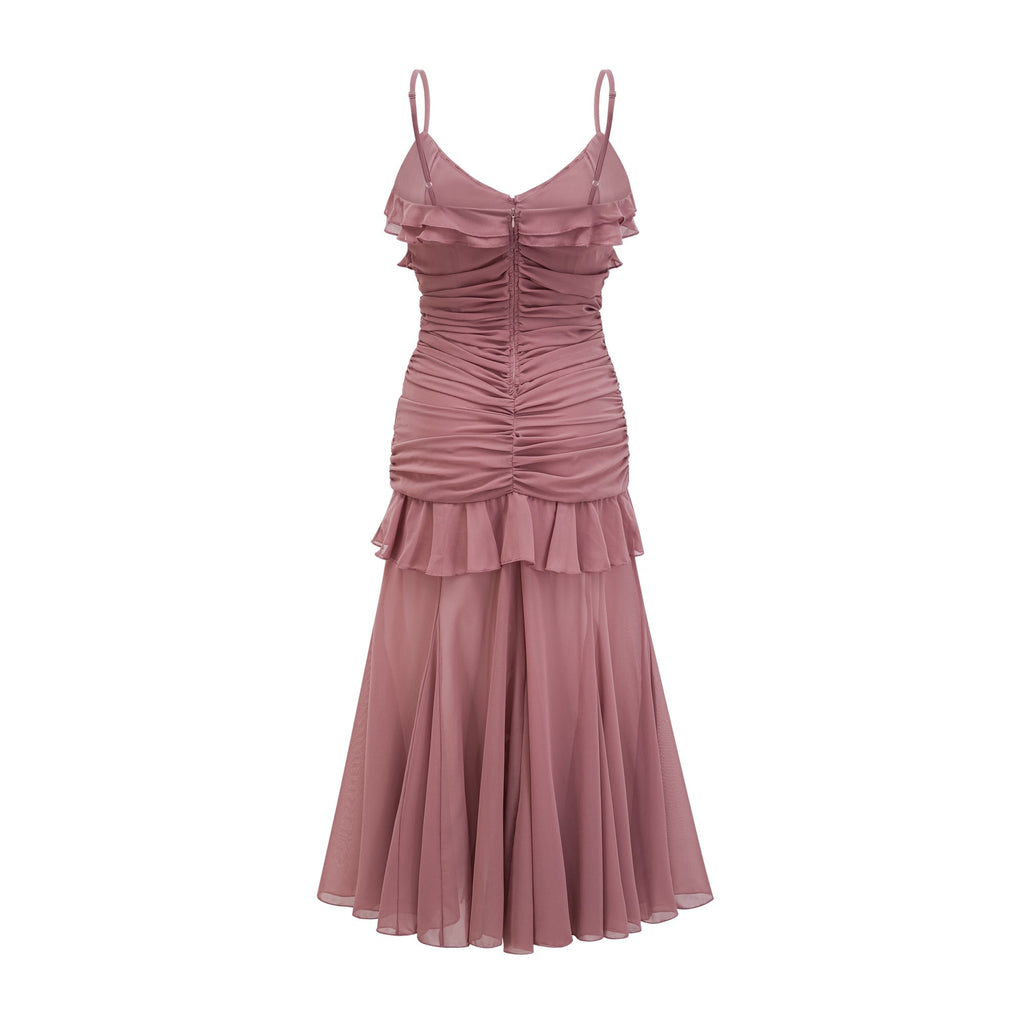 Φόρεμα Μίντι Με Πλισέ Ψεύτικα Λουλούδια Geneviève