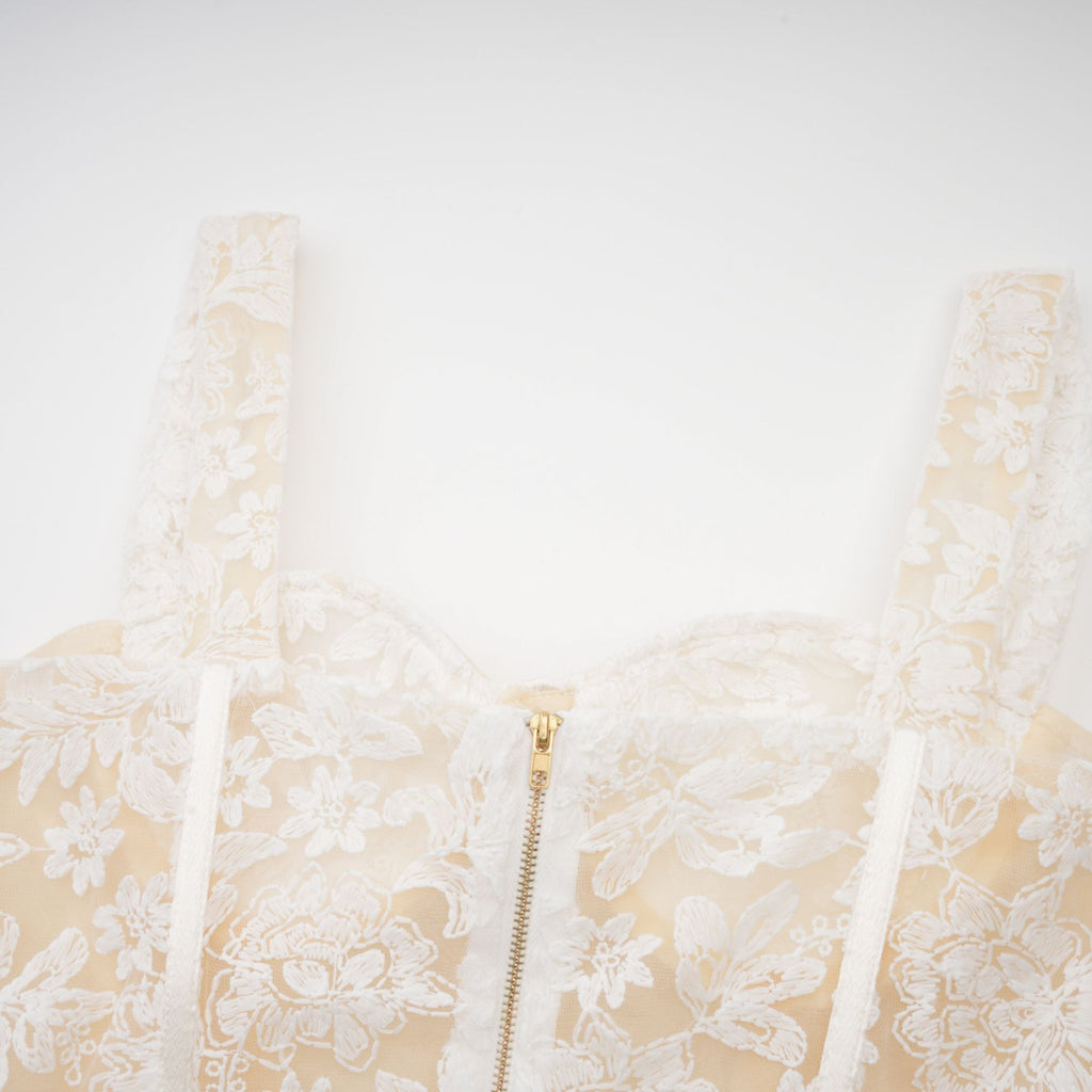 Φόρεμα Μίντι Με Κεντημένο Κορσέ Gaia